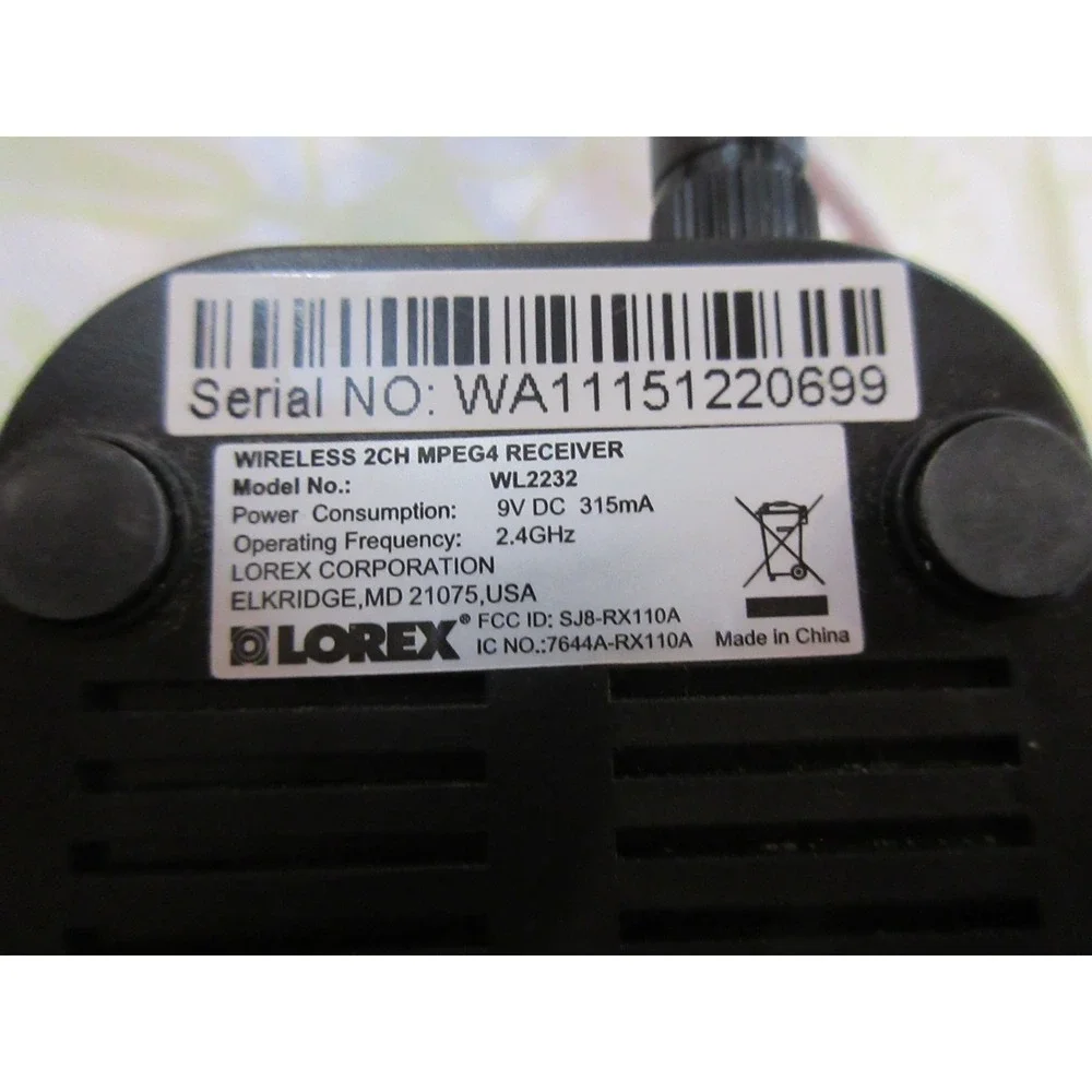 LOREX Wireless 2 Channel MPEG4 Receiver WL2232 w/ Power Supply